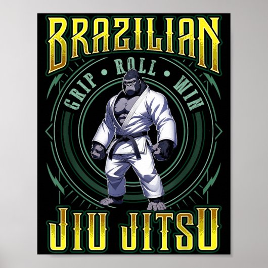 BJJ-Griff-Roll-Sieg - Grappling Jiu Jitsu Gorilla Poster (Vorne)