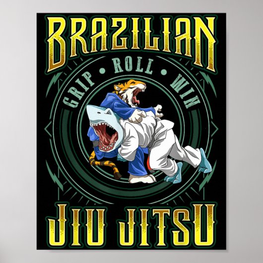 BJJ-Griff-Roll-Sieg - Grappling Jiu Jitsu Shark Poster (Vorne)