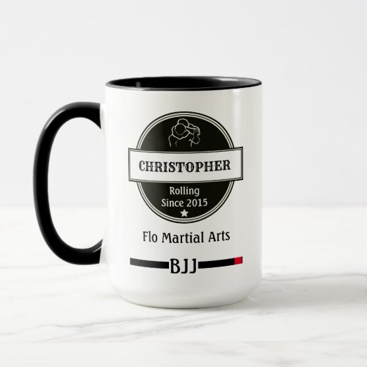 BJJ Jiu Jitsu Choke Black Belt Name Club und Datum Tasse (Links)