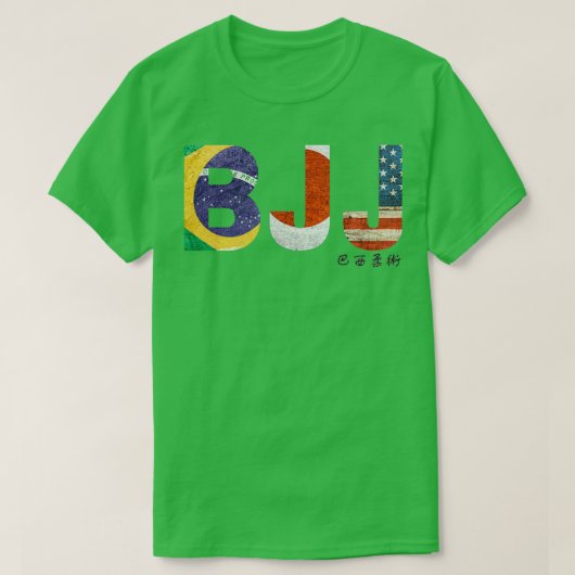 BJJ mit Brasilien, Japan und US-Flagge T-Shirt (Design vorne)