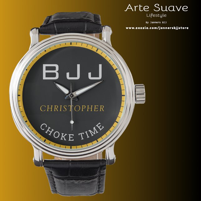 BJJ Personalisiert Black Choke Time Jiu Jitsu Armbanduhr (BJJ Choke Time men's watch.)