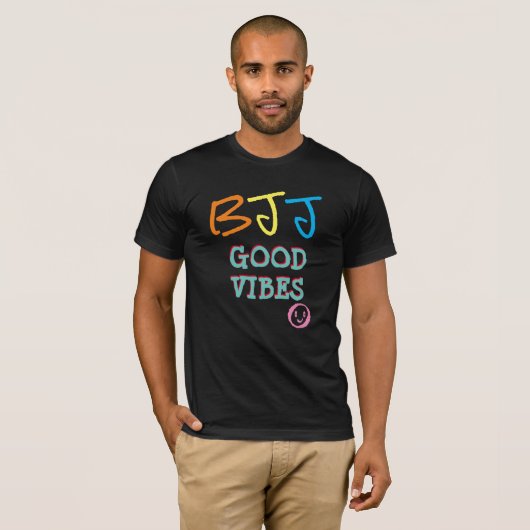 BJJ Retro Graffiti Stil Good Vibes Black T-Shirt (Vorne ganz)