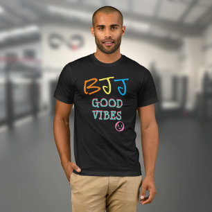 BJJ Retro Graffiti Stil Good Vibes Black T-Shirt