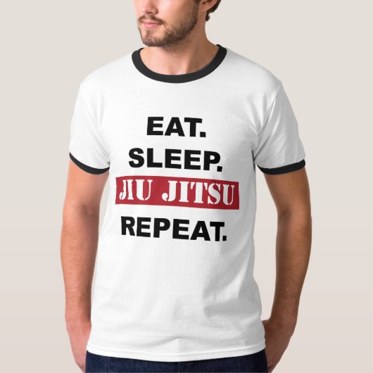 BJJ T - Shirt: Essen Sie, schlafen Sie, Jiu Jitsu, T-Shirt (Vorderseite)