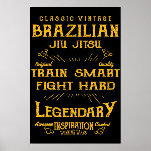 BJJ Trainieren Sie Smart, Kämpfen Sie Hart Vintage Poster