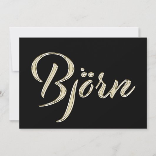 Björn Name white gold Handwriting Karte (Vorderseite)