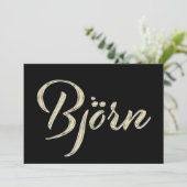 Björn Name white gold Handwriting Karte (Stehend Vorderseite)