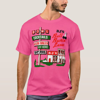 BJs Ball Bustin Lanes Retro Roadside Sign T-Shirt