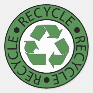 BK-Briefe mit grünen Logos gerecycelt Runder Aufkleber
