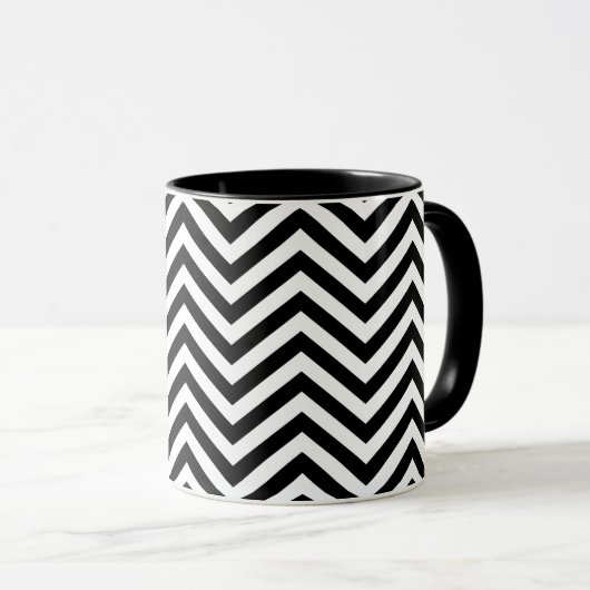 BKack & White Zig Zag 1 Tasse (VorderseiteRechts)
