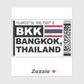 BKK Bangkok Boarding Pass - Thailand Travel Aufkleber (Blatt)