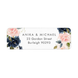 Bkush & Navy Floral Wedding Rücksendeadresse