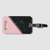 Blac Marble Rose Gold Glitzer Gepäckanhänger (Vorderseite (Horizontal))
