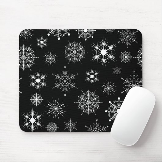 Blac & White Assorted Weihnachtsschneeflocken Must Mousepad (Mit Mouse)