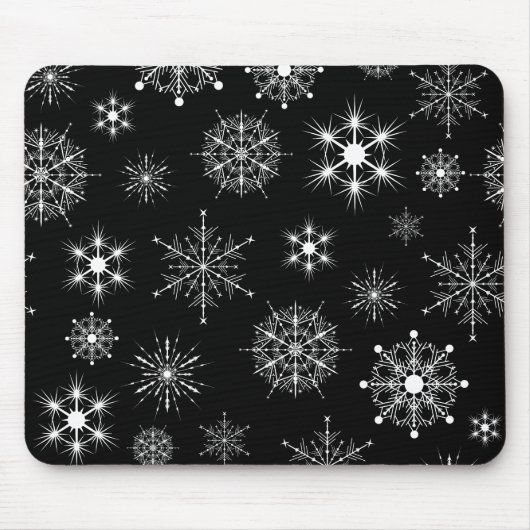 Blac & White Assorted Weihnachtsschneeflocken Must Mousepad (Vorne)