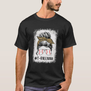 Blached Ball Nana Life Messy Bun Leopard Printwerb T-Shirt