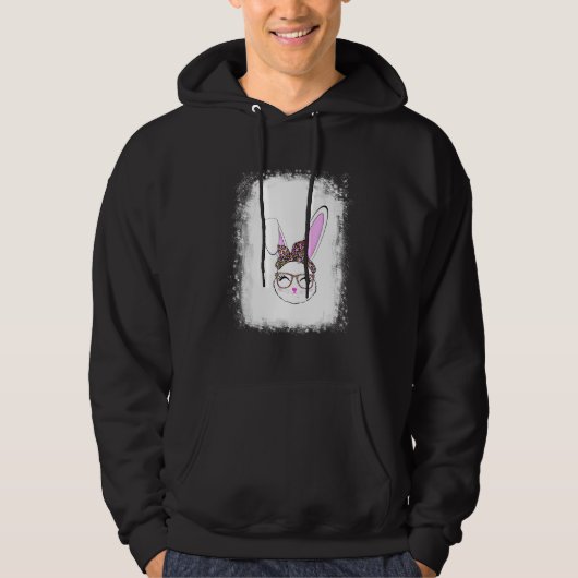 Blached Bunny Face Leopard Brille Headband Happy Hoodie (Vorderseite)