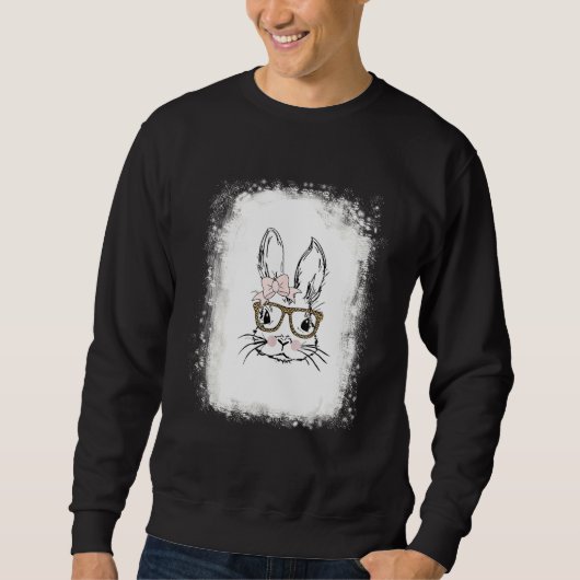 Blached Bunny Face Leopard Brille Headband Happy Sweatshirt (Vorderseite)