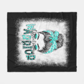 Blached Dysautonomia Warrior Messy Bun Turquoise Fleecedecke (Vorderseite (Horizontal))