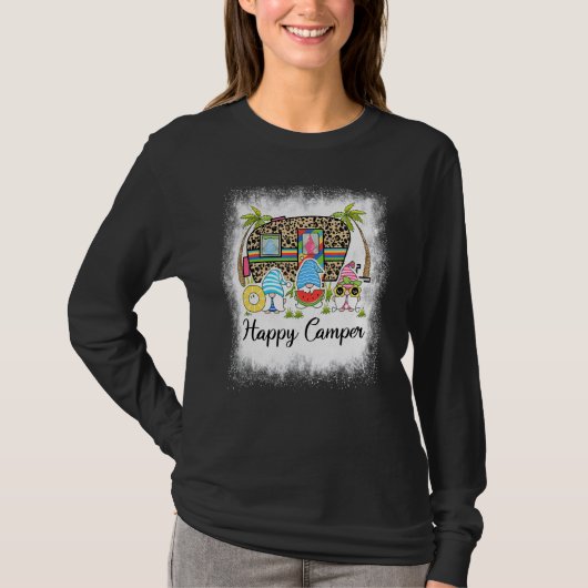 Blached Happy Camper Summer Gnomes Beach Life Ca T-Shirt (Vorderseite)
