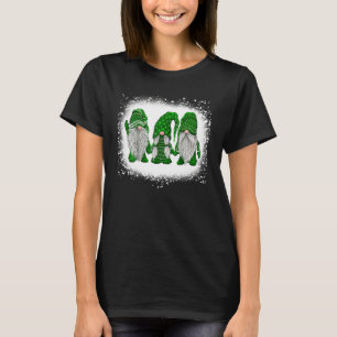 Blached Happy St Patrick S Day Three Gnomes Shamr T-Shirt