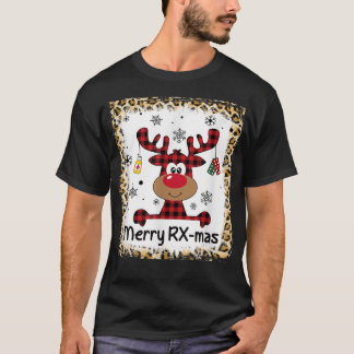 Blached Merry RXMas Reindeer Christmas Pharmacy C T-Shirt