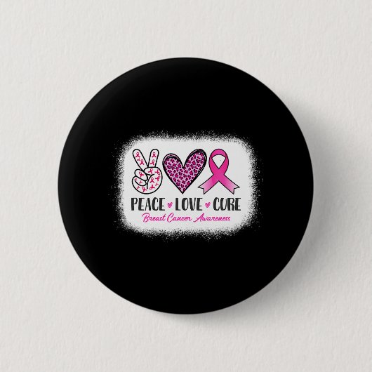 Blached Peace Liebe Cure Leopard BreastCancer Awa Button (Vorderseite)