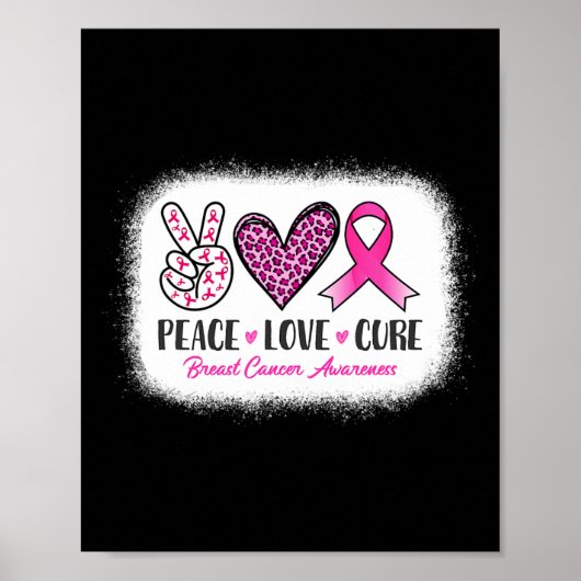 Blached Peace Liebe Cure Leopard BreastCancer Awa Poster (Vorne)