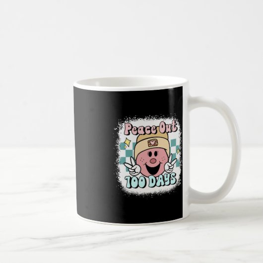 Blached Peace Out 100 Days of School Smile Face 1 Kaffeetasse (Rechts)