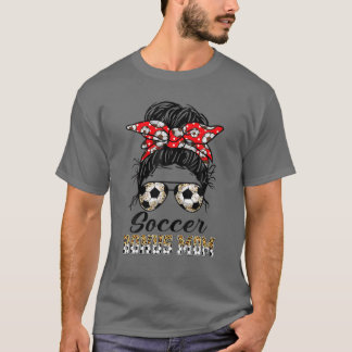Blached Soccus Bonus Mama Messy Bun Game Day Mothe T-Shirt
