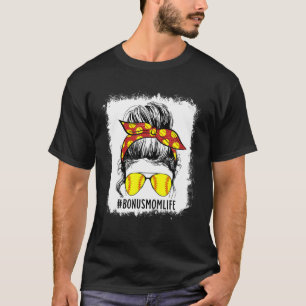 Blached Softball Bonus Mama Game Day Bonus Mama Mo T-Shirt
