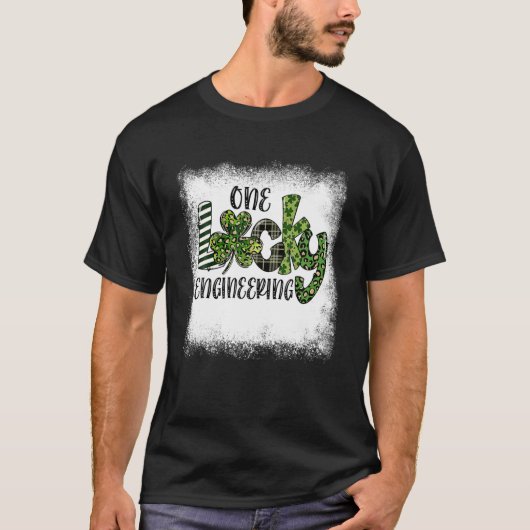 Blached St Patricks Day Leopard One Lucky Engineer T-Shirt (Vorderseite)