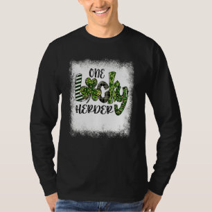 Blached St Patricks Day Leopard One Lucky Herder T-Shirt