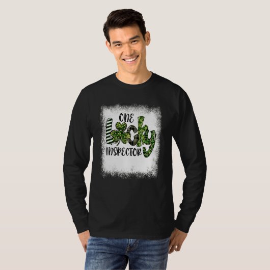 Blached St Patricks Day Leopard One Lucky Inspecti T-Shirt (Vorne ganz)