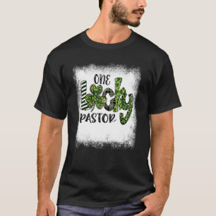 Blached St Patricks Day Leopard One Lucky Pastor T-Shirt