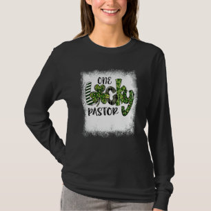 Blached St Patricks Day Leopard One Lucky Pastor T-Shirt