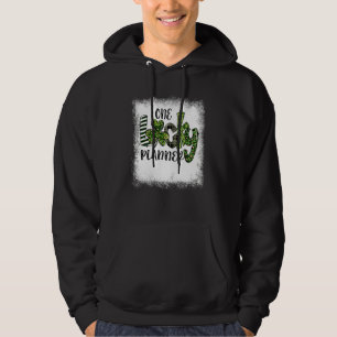 Blached St Patricks Day Leopard One Lucky Planner Hoodie