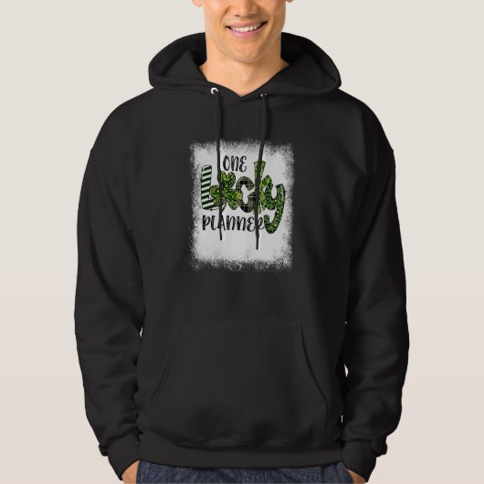 Blached St Patricks Day Leopard One Lucky Planner Hoodie (Vorderseite)