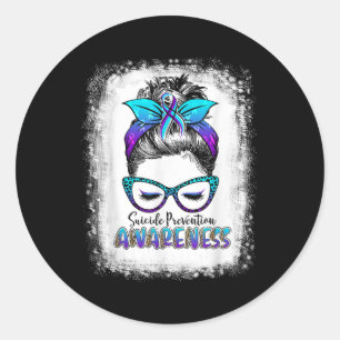 Blached Suicide Prevention Awareness Week Messy B Runder Aufkleber