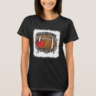 Blached Touchdown Season Leopard Game Day Footbal T-Shirt