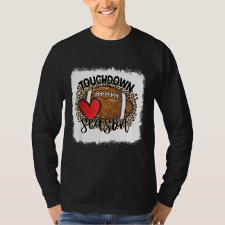 Blached Touchdown Season Leopard Game Day Footbal T-Shirt