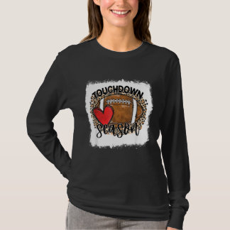 Blached Touchdown Season Leopard Game Day Footbal T-Shirt