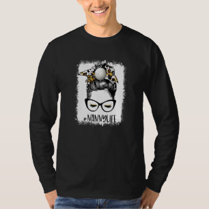 Blached Volleyball Nanny Life Leopard Messy Bun G T-Shirt