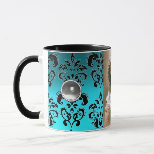 BLACJ BLUE DAMASK GEMSTONE FOTOVORLAGE TASSE (Links)