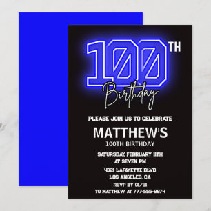 Black 100. Geburtstagseinladungen Moderner Sport N Einladung