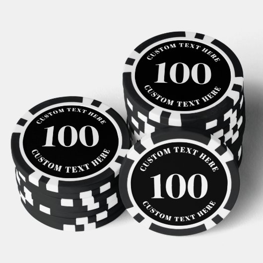 Black 100 Numbered Pokerchips (Stapel)