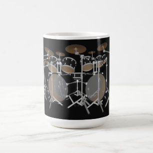 Black 10 Piece Drum Kit - Kaffee Tasse