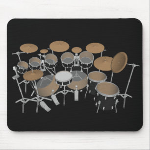Black 10 Piece Drum Set: Schwarze Mousepad: Tromme Mousepad