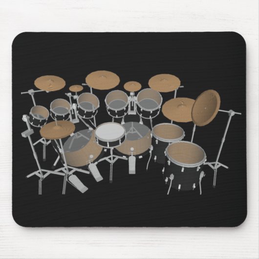 Black 10 Piece Drum Set: Schwarze Mousepad: Tromme Mousepad (Vorne)
