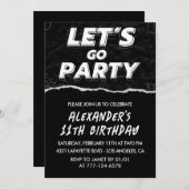 Black 11. Geburtstag Einladungen Junge White (Vorne/Hinten)